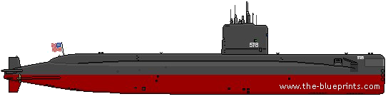 Submarine USS SSN-578 Skate [Submarine] - drawings, dimensions, figures